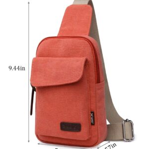 Wxnow Canvas Sling Bag Crossbody Backpack for Women & Men Chest Bag (Orange)