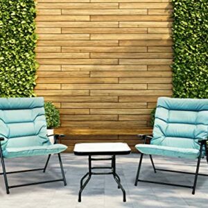 Sun-Ray 213028 Folding Chairs with Cushions and Table, Aqua