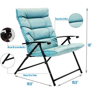 Sun-Ray 213028 Folding Chairs with Cushions and Table, Aqua