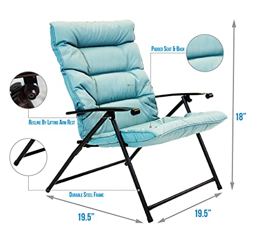 Sun-Ray 213028 Folding Chairs with Cushions and Table, Aqua