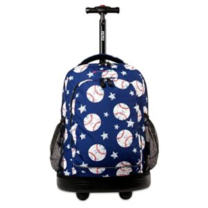 j world new york kids' sunny rolling backpack adults, base ball, one size,17 x 11.5x 5.5" (h x w x d)"