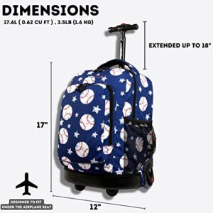 J World New York Kids' Sunny Rolling Backpack Adults, Base Ball, One Size,17 X 11.5X 5.5" (H X W X D)"