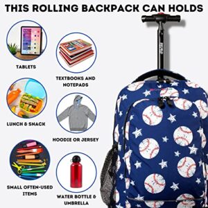 J World New York Kids' Sunny Rolling Backpack Adults, Base Ball, One Size,17 X 11.5X 5.5" (H X W X D)"