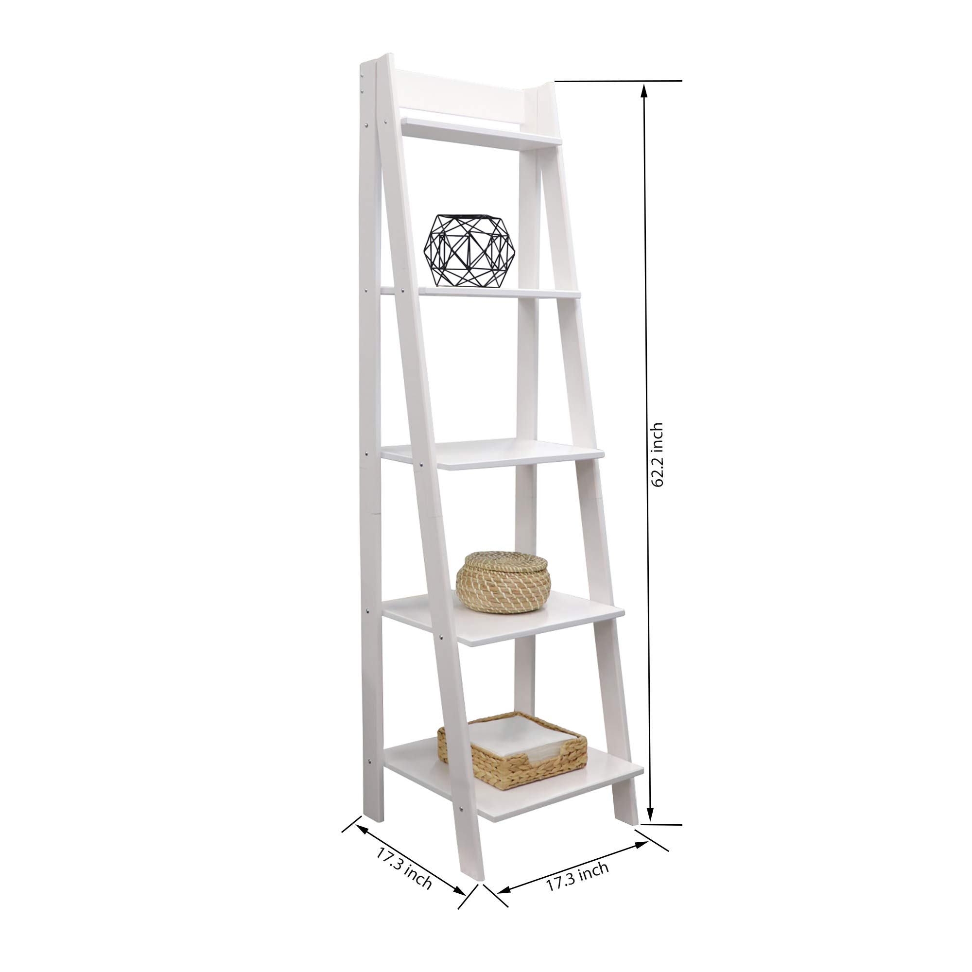 Adeptus 5 Shelf Ladder - Made from Solid Wood (White)