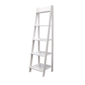 Adeptus 5 Shelf Ladder - Made from Solid Wood (White)