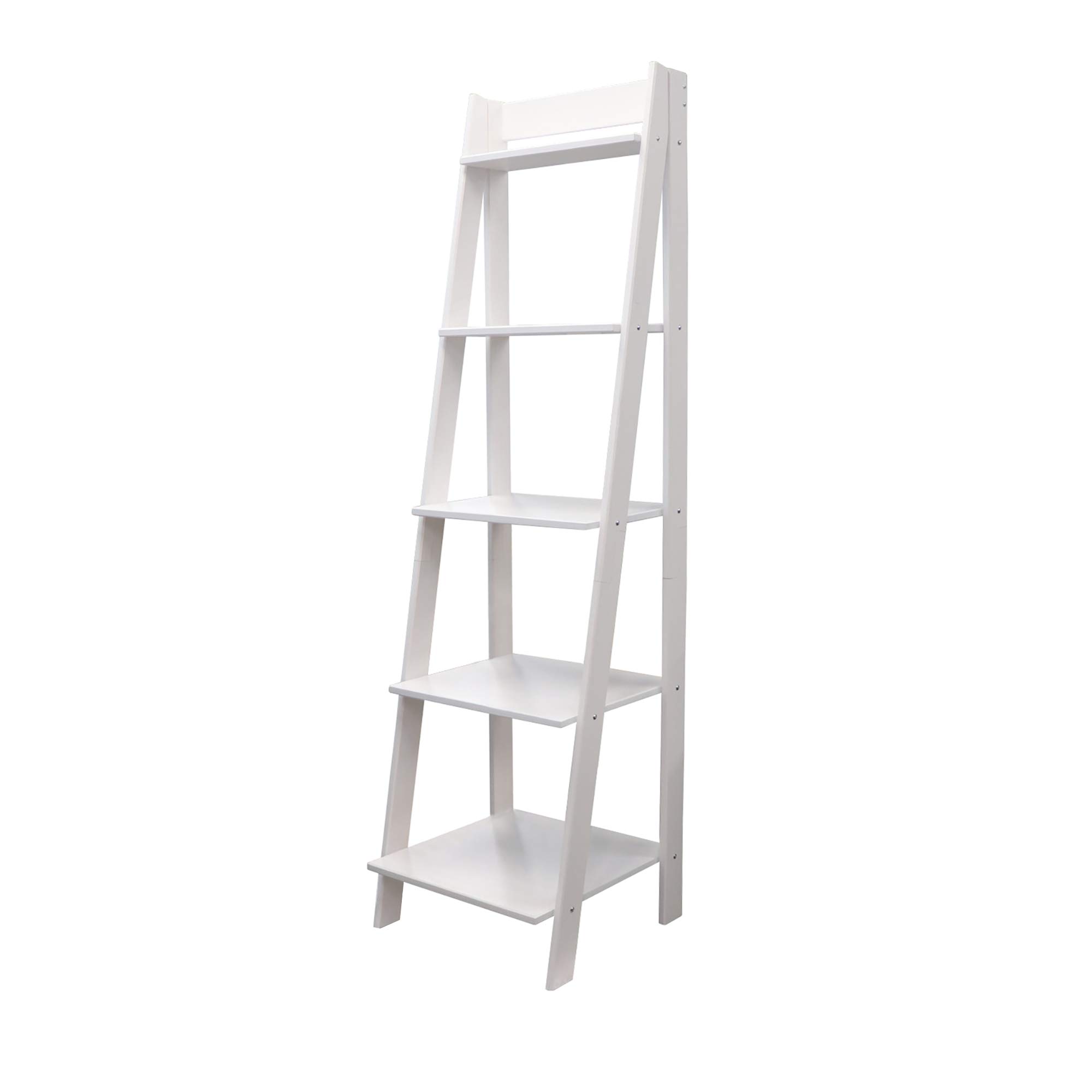 Adeptus 5 Shelf Ladder - Made from Solid Wood (White)