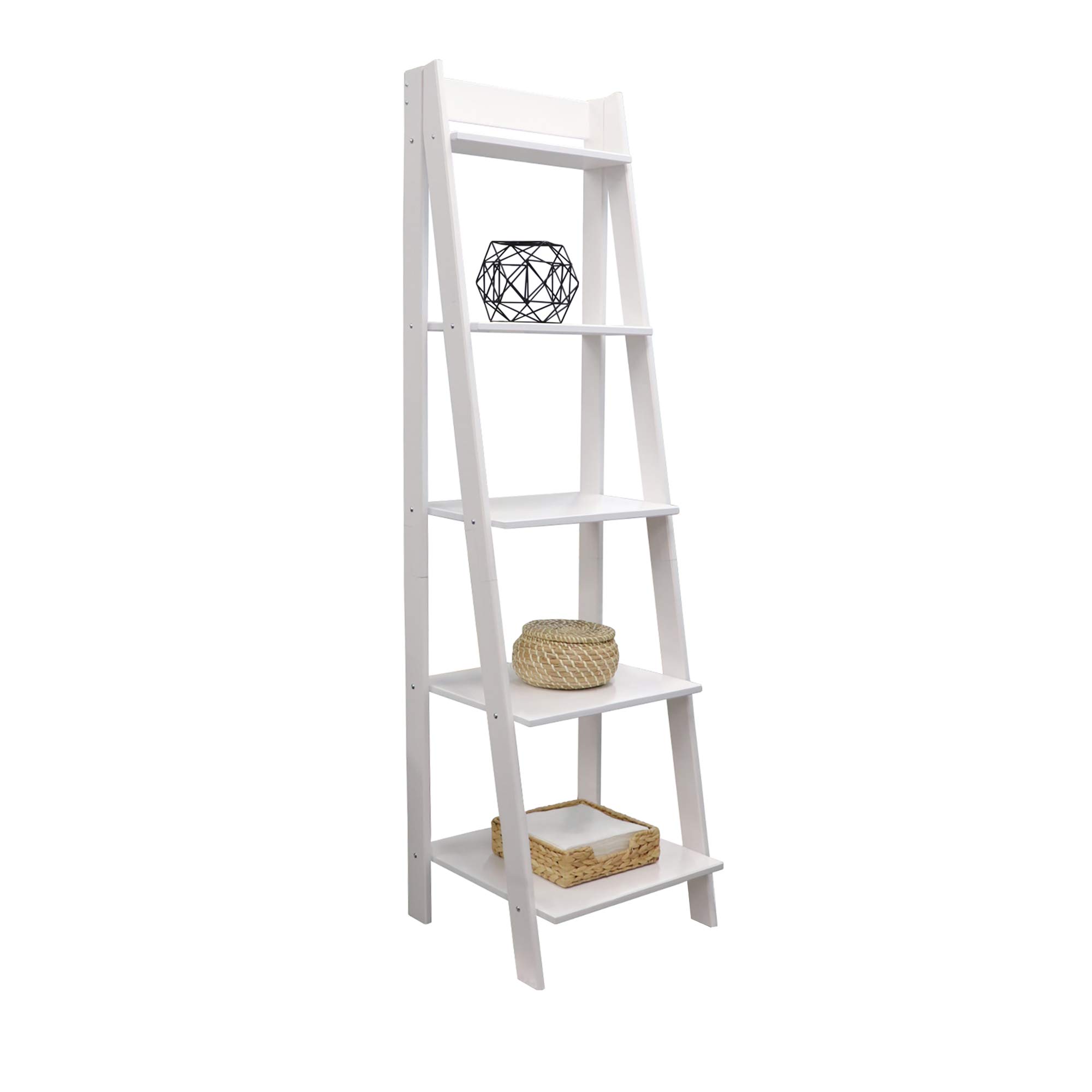 Adeptus 5 Shelf Ladder - Made from Solid Wood (White)