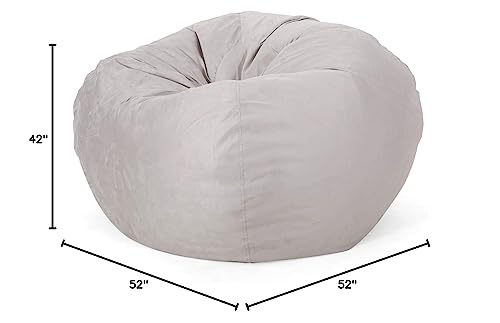 Christopher Knight Home Harrison Modern 5 Foot Microfiber Bean Bag Cover Only, Light Gray, Large