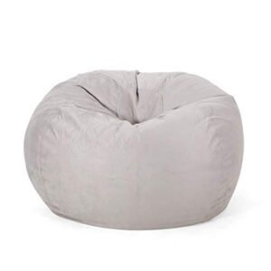 christopher knight home harrison modern 5 foot microfiber bean bag cover only, light gray, large