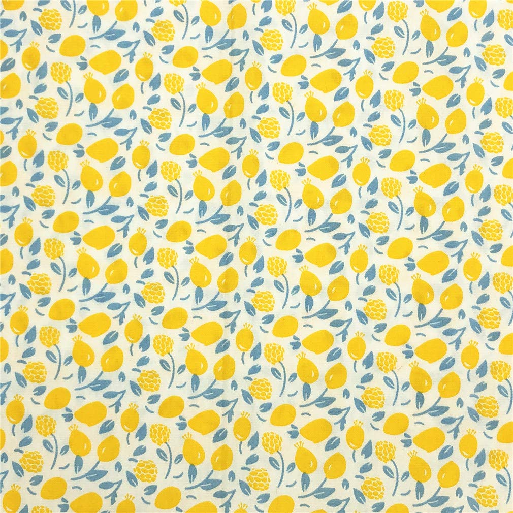 Sunflower Loquat Checked Quilting Fabric Fat Quarters,Yellow Cotton Fabric Bundles,7pcs 18 x 22 inches