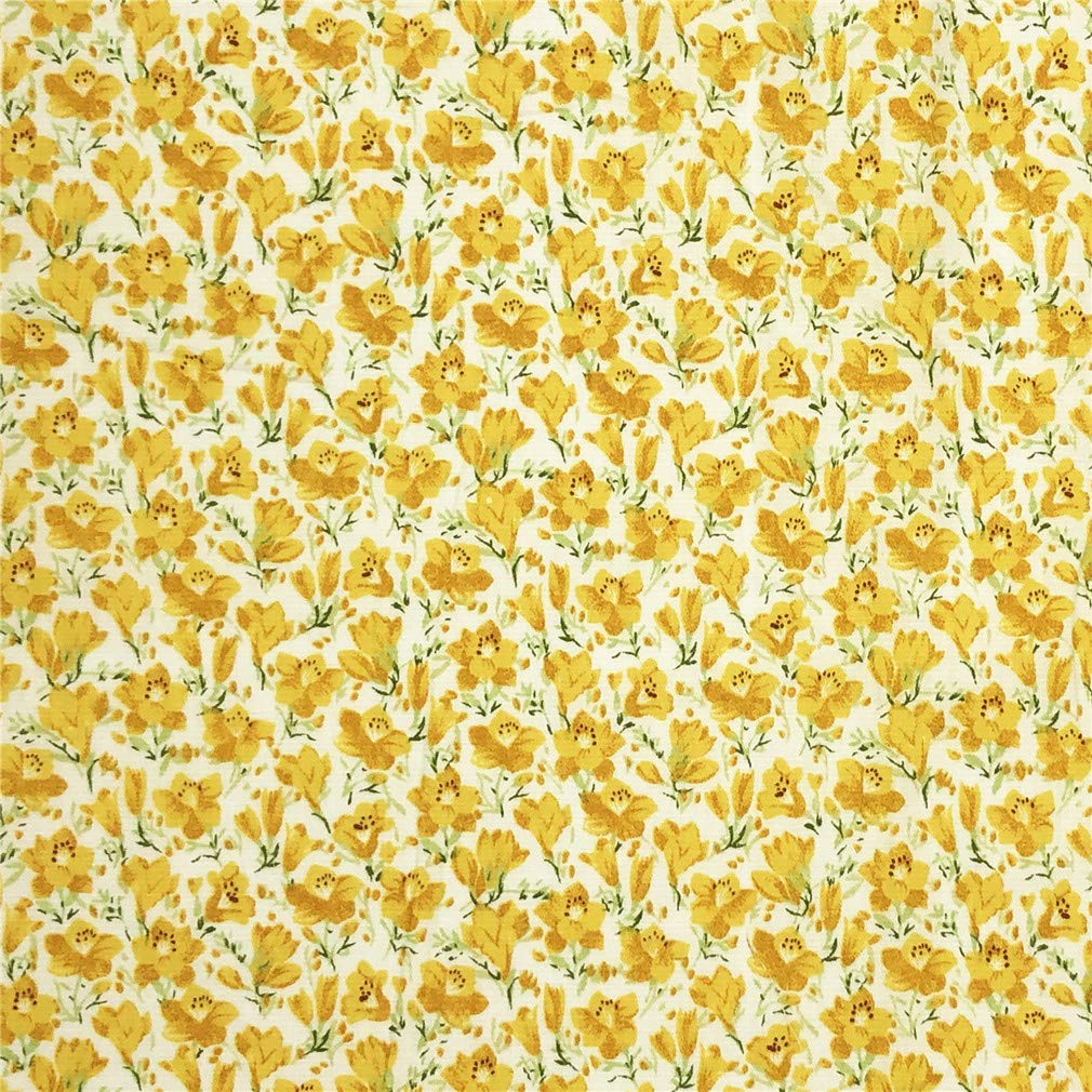 Sunflower Loquat Checked Quilting Fabric Fat Quarters,Yellow Cotton Fabric Bundles,7pcs 18 x 22 inches