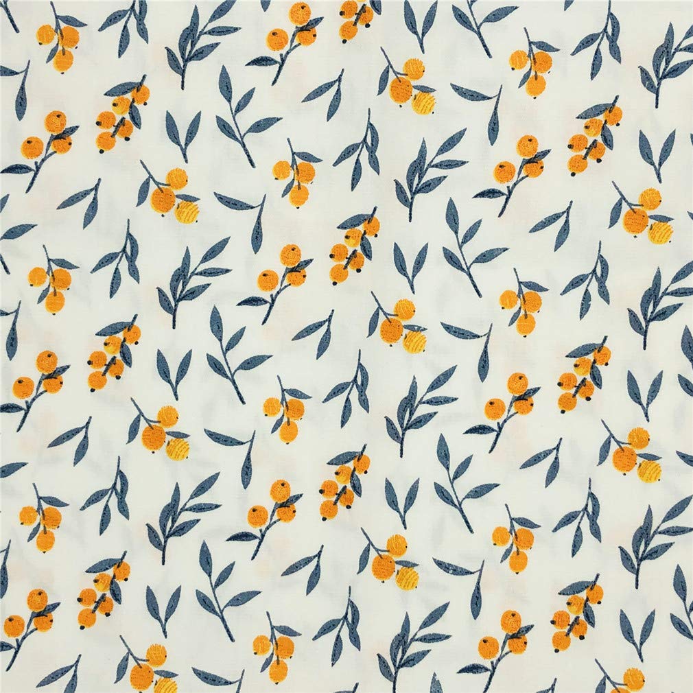 Sunflower Loquat Checked Quilting Fabric Fat Quarters,Yellow Cotton Fabric Bundles,7pcs 18 x 22 inches