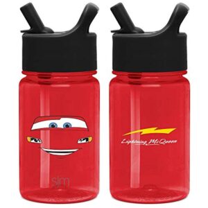 simple modern disney cars kids water bottle plastic bpa-free tritan cup with leak proof straw lid | reusable and durable for toddlers, boys | summit collection | 12oz, cars ka-chow