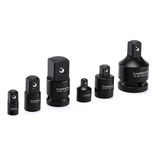 CASOMAN 6-Piece Impact Adapter and Reducer Set, Socket Convertor Adaptor, Reducer Converter Adapter Set, 1/4" 3/8" 1/2" 3/4" for Impact Driver Conversions, CRMO