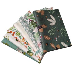 qililandiy 7 pcs green floral fat quarters fabric bundles quilting fabric bundle patchwork for sewing quilting and crafting (18x22 inch)