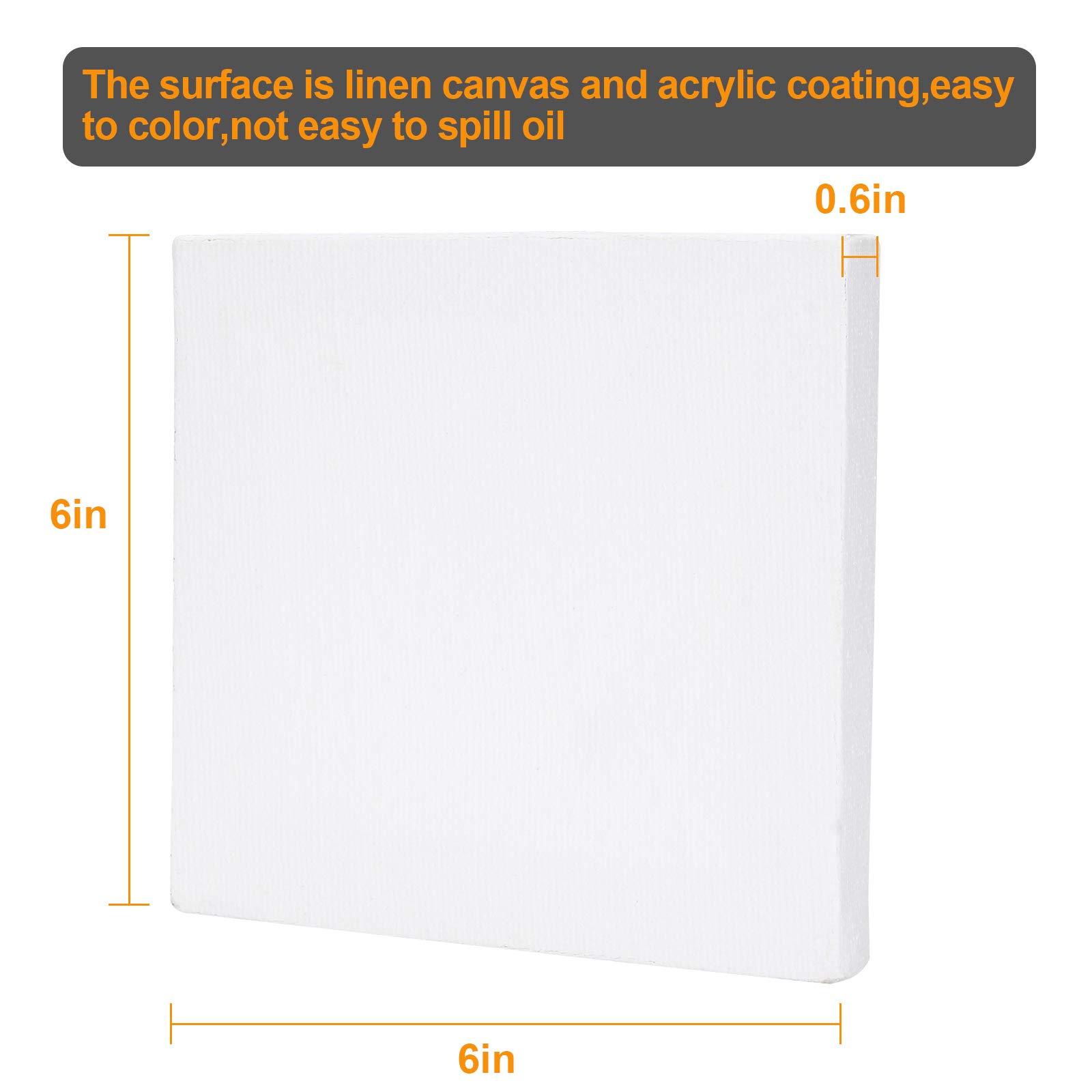 CertBuy Stretched Canvas 6 x 6 inch, 24 Pack 100% Cotton Blank Canvas Board for Painting, Acrylic Paint, Oil Paint and Wet Art Media