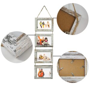 SESEAT 4x6 Wall Hanging Picture Frames Collage with 8 Opening Distressed White Frames,2 Packs