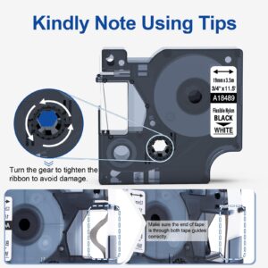 18489 Replace for Dymo Rhino 5200 4200 Label Tape 3/4 Rhino Industrial Flexible Nylon Labels Compatible with Rhino 4200,5200,5000,6000 Label Maker Refills A18489, 3/4'' x 11.5', Black on White, 4 Pack