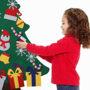 3FT DIY Felt Christmas Tree for Kids with 31pcs Detachable Ornaments,Wall Hanging Xmas Gifts Christmas Decorations with String Light (Batteries Not Included)