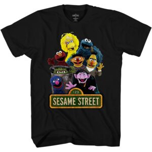 sesame street mens classic shirt elmo cookie monster big bird tee t-shirt (black, x-large)