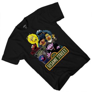 Sesame Street Mens Classic Shirt Elmo Cookie Monster Big Bird Tee T-Shirt (Black, X-Large)