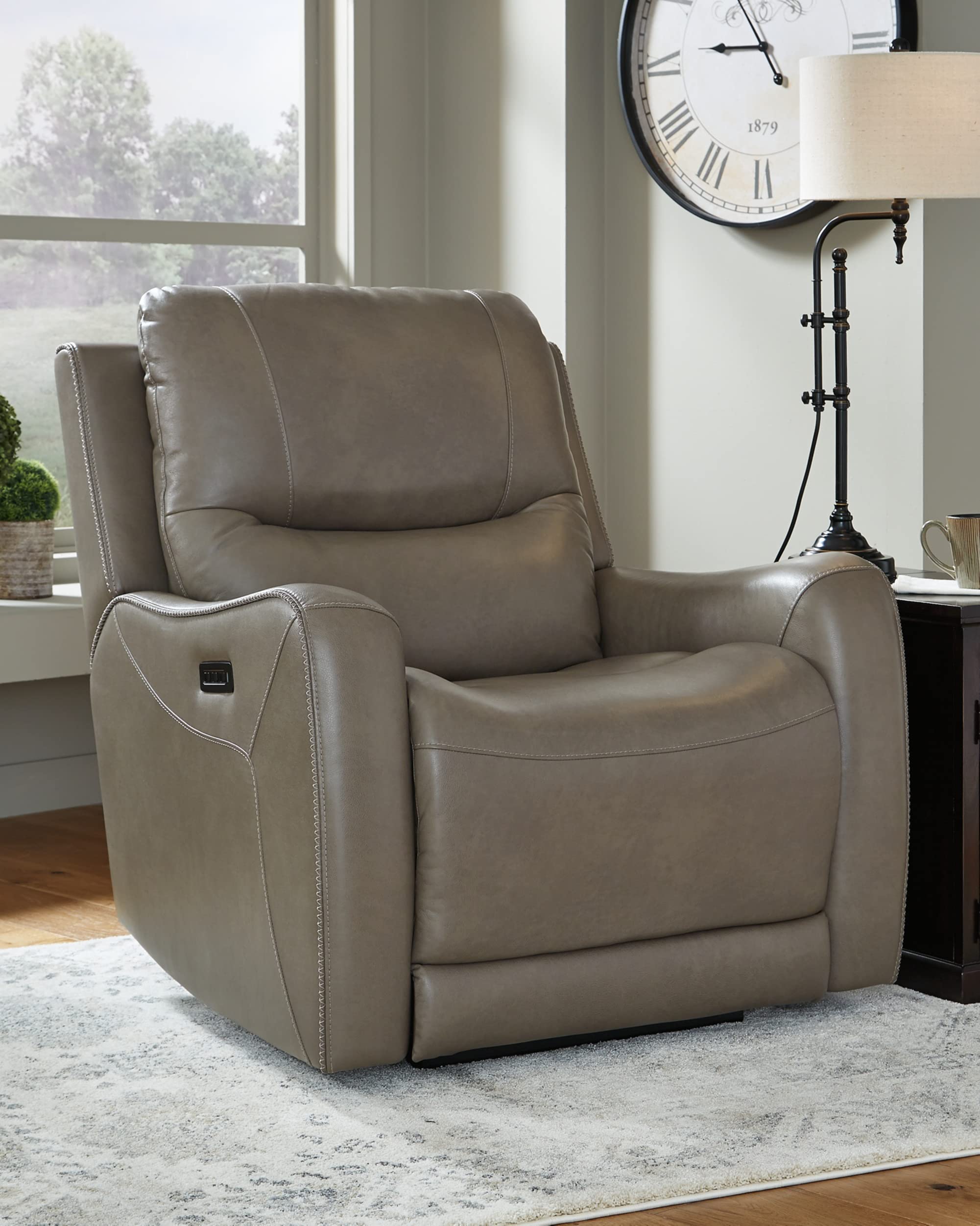 Signature Design by Ashley Galahad Zero Wall Recliner with Power Headrest, Brown