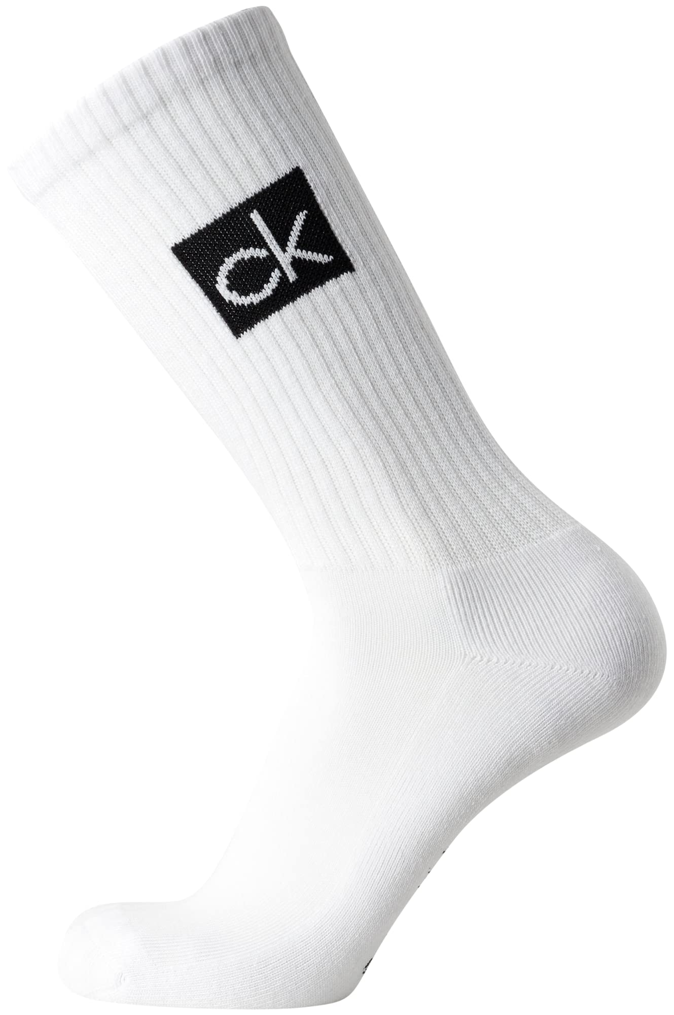 Calvin Klein Socks - Cotton Blend Cushioned Mid-Calf Athletic Crew Sock (4 Pack), Size 7-12, White