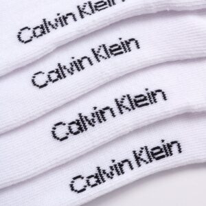 Calvin Klein Socks - Cotton Blend Cushioned Mid-Calf Athletic Crew Sock (4 Pack), Size 7-12, White