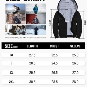 GEEK LIGHTING Hoodies for Men Heavyweight Fleece Sweatshirt - Full Zip Up Thick Sherpa Lined, Pure black XL