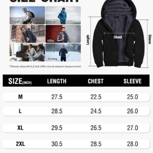 GEEK LIGHTING Hoodies for Men Heavyweight Fleece Sweatshirt - Full Zip Up Thick Sherpa Lined, Pure black XL