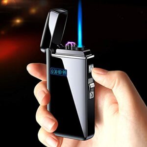 Dual Arc Lighter Jet Flame Torch Cigar USB Lighter 2 in1 Rechargeable Windproof Flameless Good for Cigarette Cigar Candle Pipe (Black)