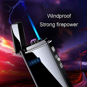 Dual Arc Lighter Jet Flame Torch Cigar USB Lighter 2 in1 Rechargeable Windproof Flameless Good for Cigarette Cigar Candle Pipe (Black)