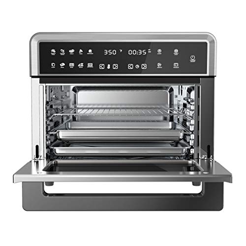 Megachef 10 in 1 Electronic Multifunction 360 Degree Hot Air Technology Countertop Oven, Silver Chrome