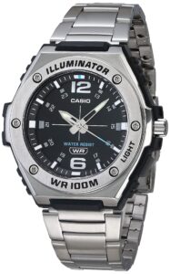 casio illuminator men's quartz 100m water resistant 3-year battery watch mwa100hd-1av