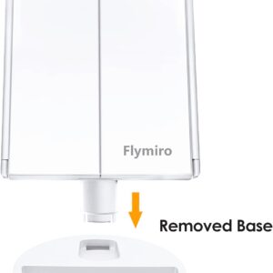 Flymiro Tri-fold Lighted Vanity Makeup Mirror with 3x/2x/1x Magnification, 21Leds Light and Touch Screen,180 Degree Free Rotation Countertop Travel Cosmetic Mirror (White)