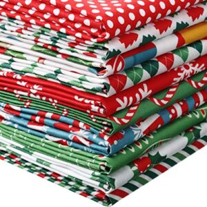 10 pieces christmas cotton fabric squares precut quilting fabric patchwork christmas snowflake print red green fabric for xmas sewing crafting diy supplies (50 x 50 cm/ 19.68 x 19.68 inch)