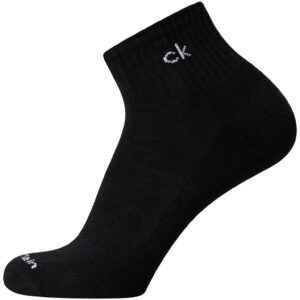 Calvin Klein Men's Socks - Athletic Cushioned Quarter Cut Ankle Socks (12 Pack), Size 712, All Black