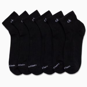 Calvin Klein Men's Socks - Athletic Cushioned Quarter Cut Ankle Socks (12 Pack), Size 712, All Black