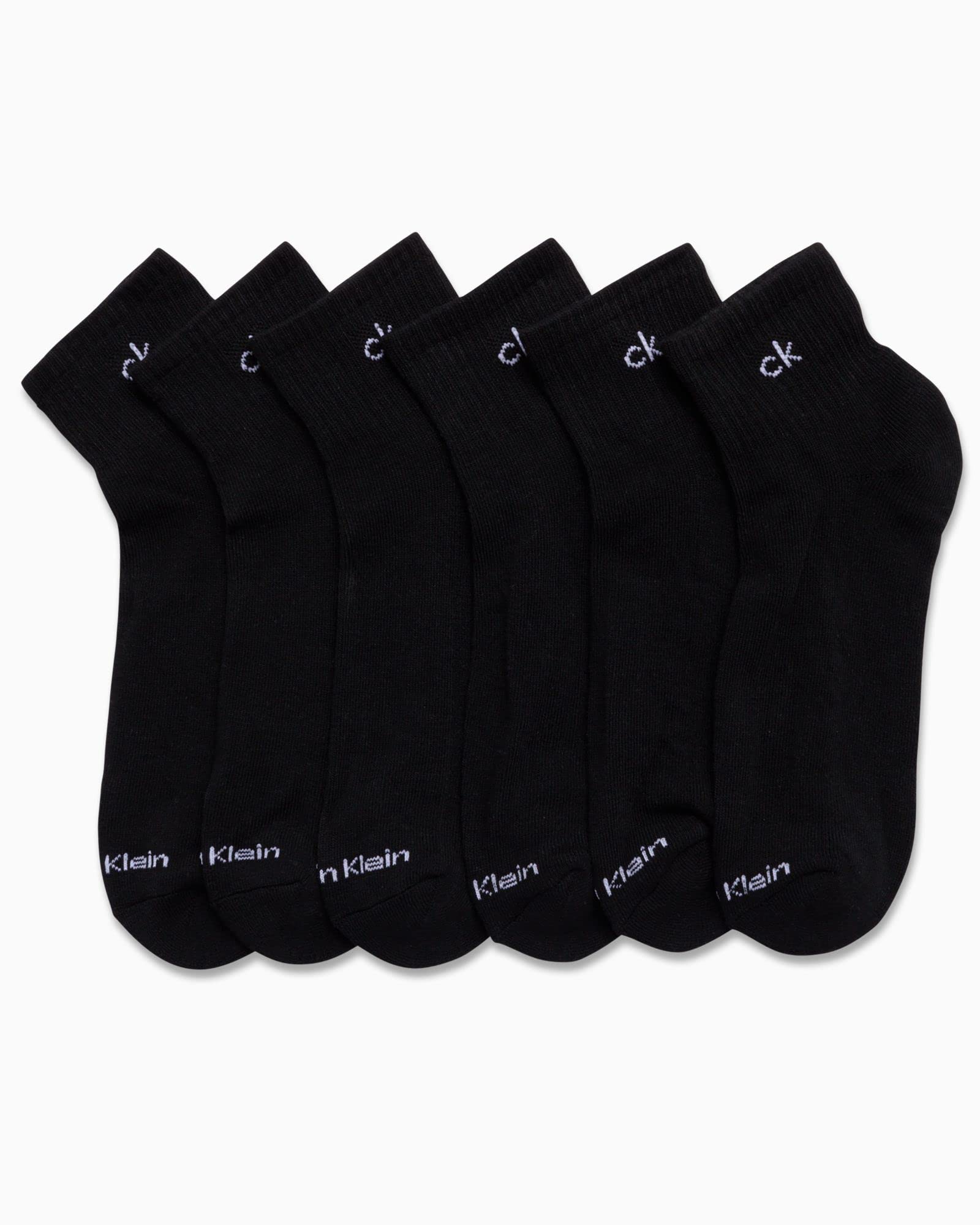 Calvin Klein Men's Socks - Athletic Cushioned Quarter Cut Ankle Socks (12 Pack), Size 712, All Black