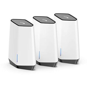 netgear orbi pro wifi 6 tri-band mesh system for business or home (sxk80b3) - router with 2 satellite extenders | 4 ssids, vlan, qos | coverage up to 9,000 sq. ft., 80 devices | ax6000 (up to 6gbps)