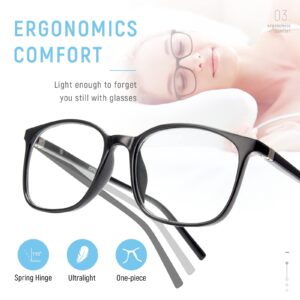 Gaoye 2 Pack Blue Light Blocking Glasses Women/Men, Computer Gaming Fake Eyeglasses Anti UV Ray-Spring Hinge (Black & Leopard)