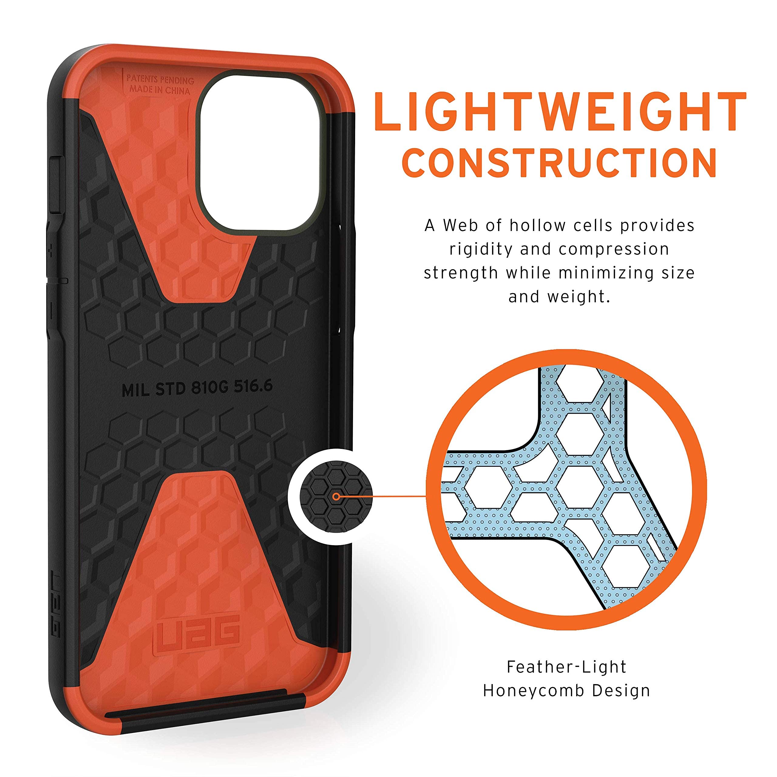 URBAN ARMOR GEAR UAG Designed for iPhone 12 Pro Max Case [6.7-inch screen] Sleek Ultra-Thin Shock-Absorbent Civilian Protective Cover, Olive