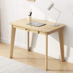 iotxy solid wood writing desk - home office workbench desk with drawer, laptop computer work study table