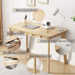 IOTXY Solid Wood Writing Desk - Home Office Workbench Desk with Drawer, Laptop Computer Work Study Table