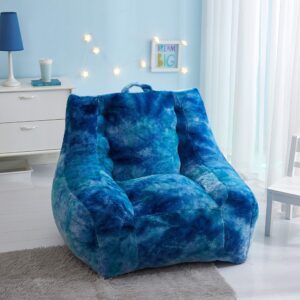 urban lifestyle supportive faux fur bean bag with pocket, cool tie dye, large