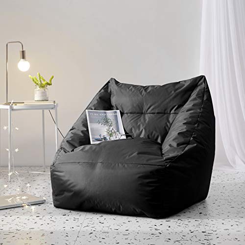 Urban Lifestyle Structured Canvas Bean Bag Chair, Black, Large