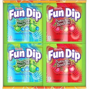 fun dip candy, halloween trick or treat razz apple magic dip & cherry yum diddly dip candy pouches, 44 ct