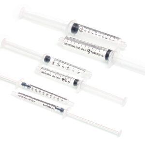 Dispense All - K2-3PK All-Purpose Industrial Syringe Kit - 1ml/3ml/10ml with 1 & 2 Inch 14, 18, & 21 Gauge Dispensing Tips, Syringe Caps and Tip Covers