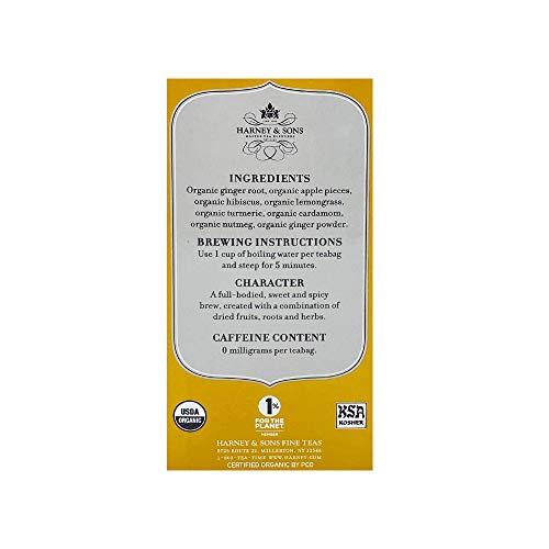 Harney & Sons Organic Tea Bags Ginger Turmeric, 20 Count