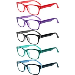 sigvan reading glasses 5 packs blue light blocking eyeglasses quality spring hinge colorful computer readers for women men (5 mix, 4.00, multiplier_x)